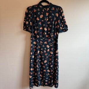 Ann Taylor Green Floral Midi Dress, size 6P